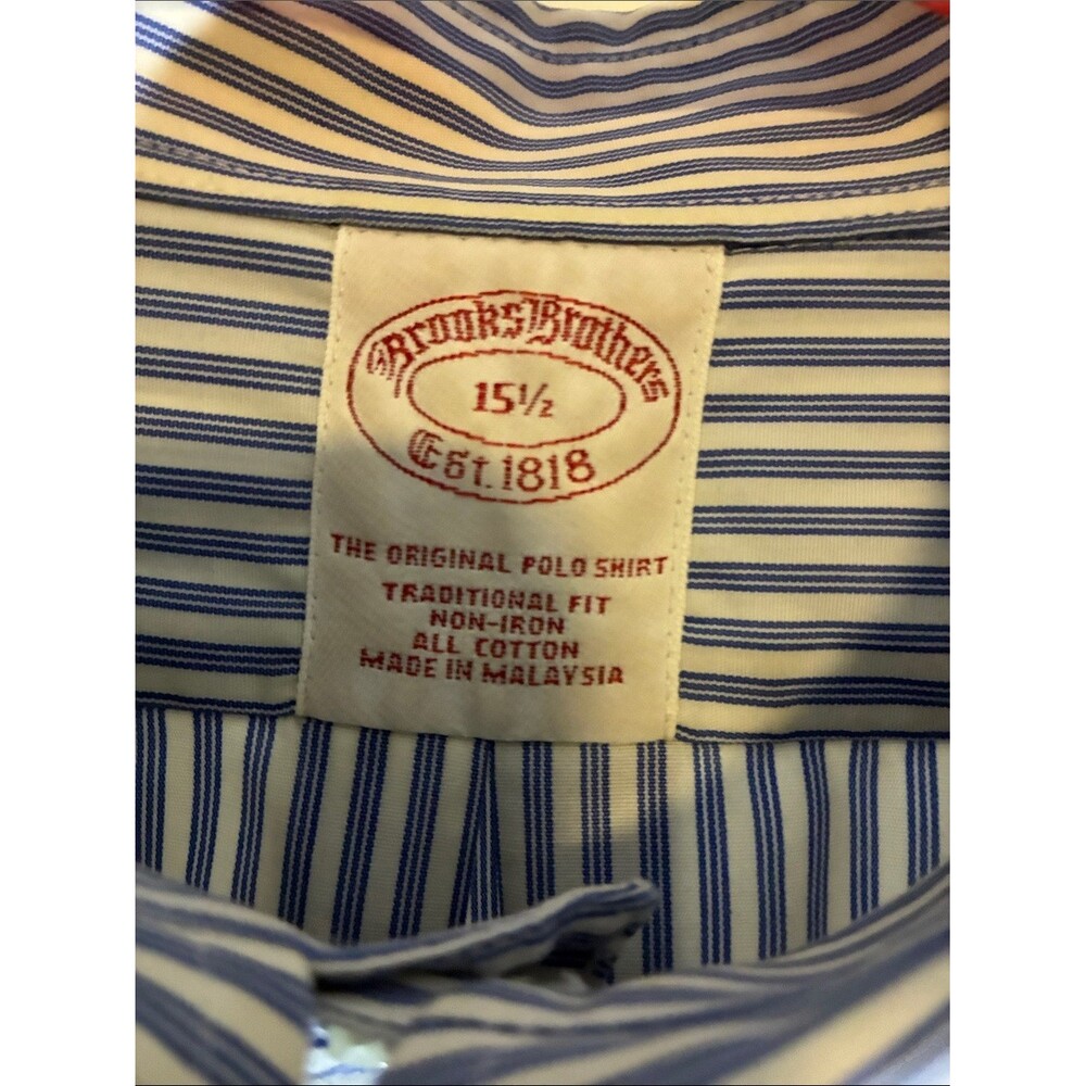 Brooks Brothers Blue and White Striped Short-Sleeve Button-Down Shirt - Picture 2 of 3